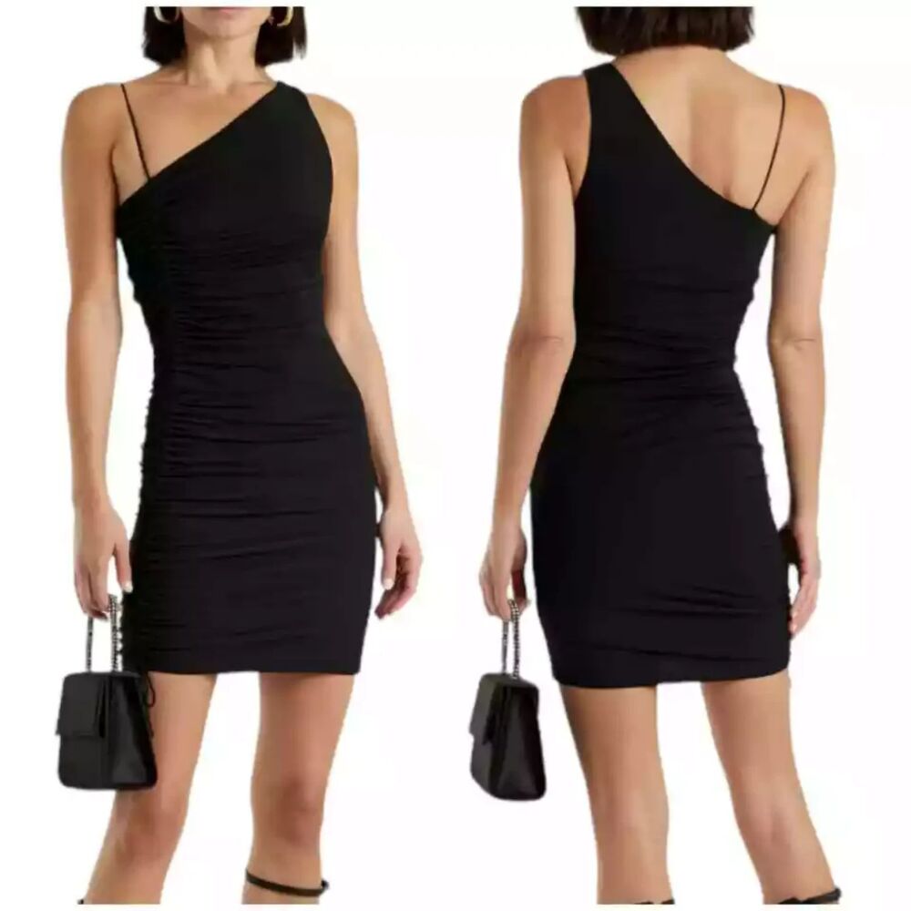 ALICE + OLIVIA Binnie Asymmetrical Ruched Mini Dress, Size 0 (XS), NWOT